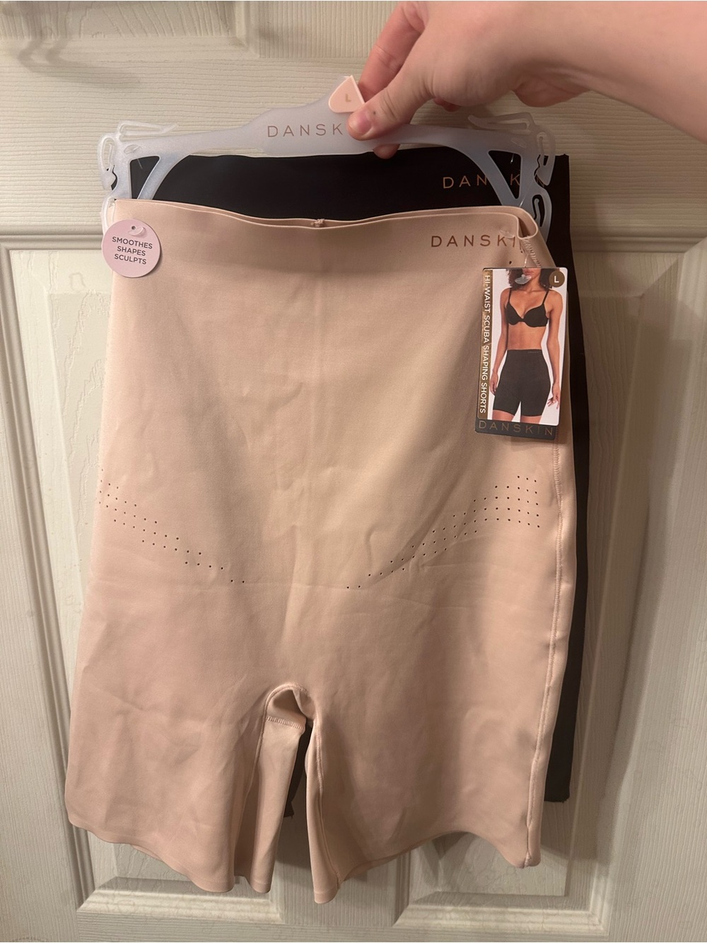 Two Pack Danskin Beige and Black Shaping Shorts Large NWT
